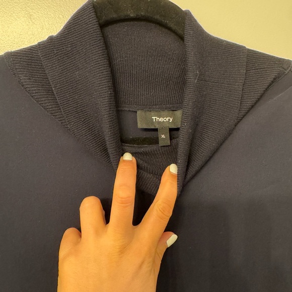 Theory Shift Dress - roll knit turtleneck with navy crepe dress, - Picture 5 of 5